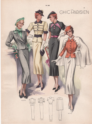 vintage paris fashion prints 1936